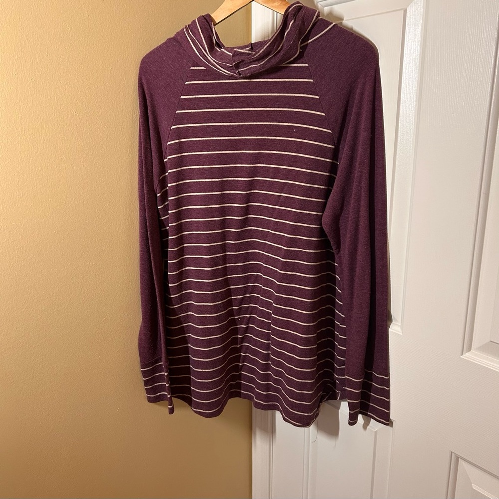 Pink Clover Burgundy and Cream Striped Cowlneck